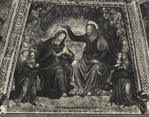 Brogi — Roma. Chiesa di S. Onofrio. Incoronazione della Vergine, affresco del Pinturicchio. — particolare